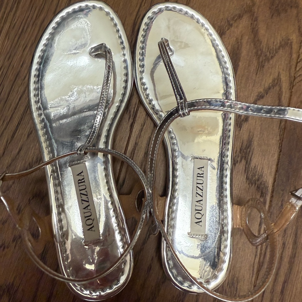 Aquazzura Almost Bare Silver Sandals Sz. 36